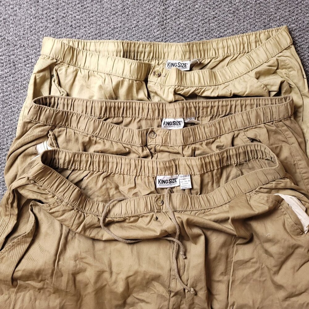 LOT OF 3 KingSize Pants Mens 3XL B x38 Big Tall Tan Beige Chino Khaki Cotton